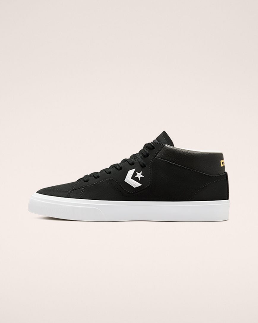 Bascheți Barbati Converse CONS Louie Lopez Pro Mid-High Negrii Albi | RO KALXR612